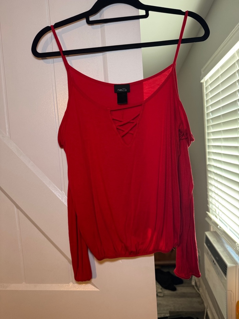 Rue21 Red Cold-Shoulder Lace-Up Spaghetti Strap Top